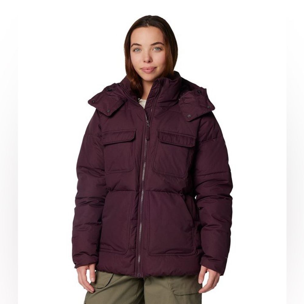 Columbia Women's Dark Red Hooded Puffer Jacket - Picture 2 of 11